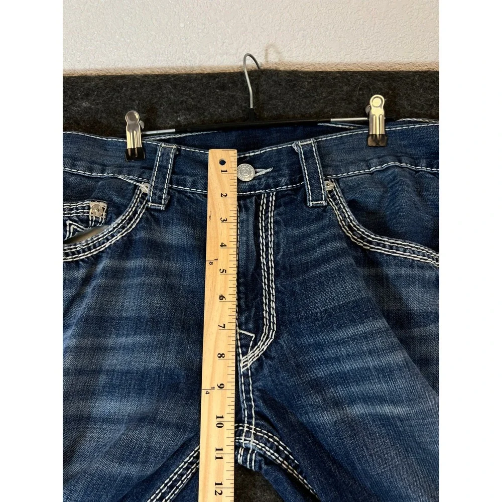 True Religion Jeans Mens 36 Blue Straight Leg Natural Big T Y2K USA Streetwear